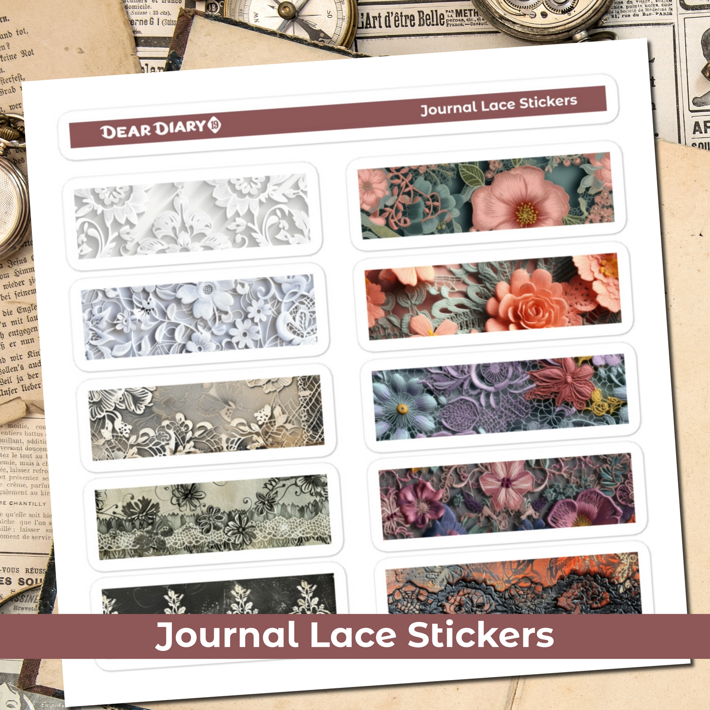 Torn journal stickers sheet TOSM02