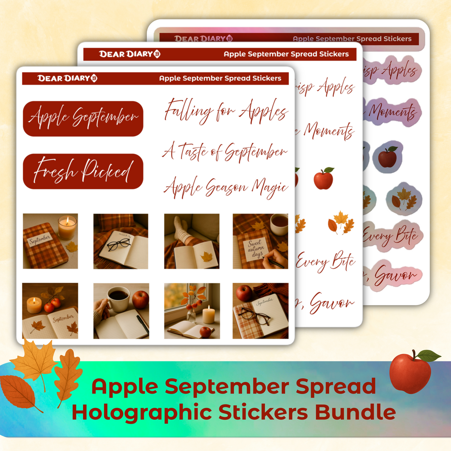 Apple September spread stickers sheets bundle SPB1P03