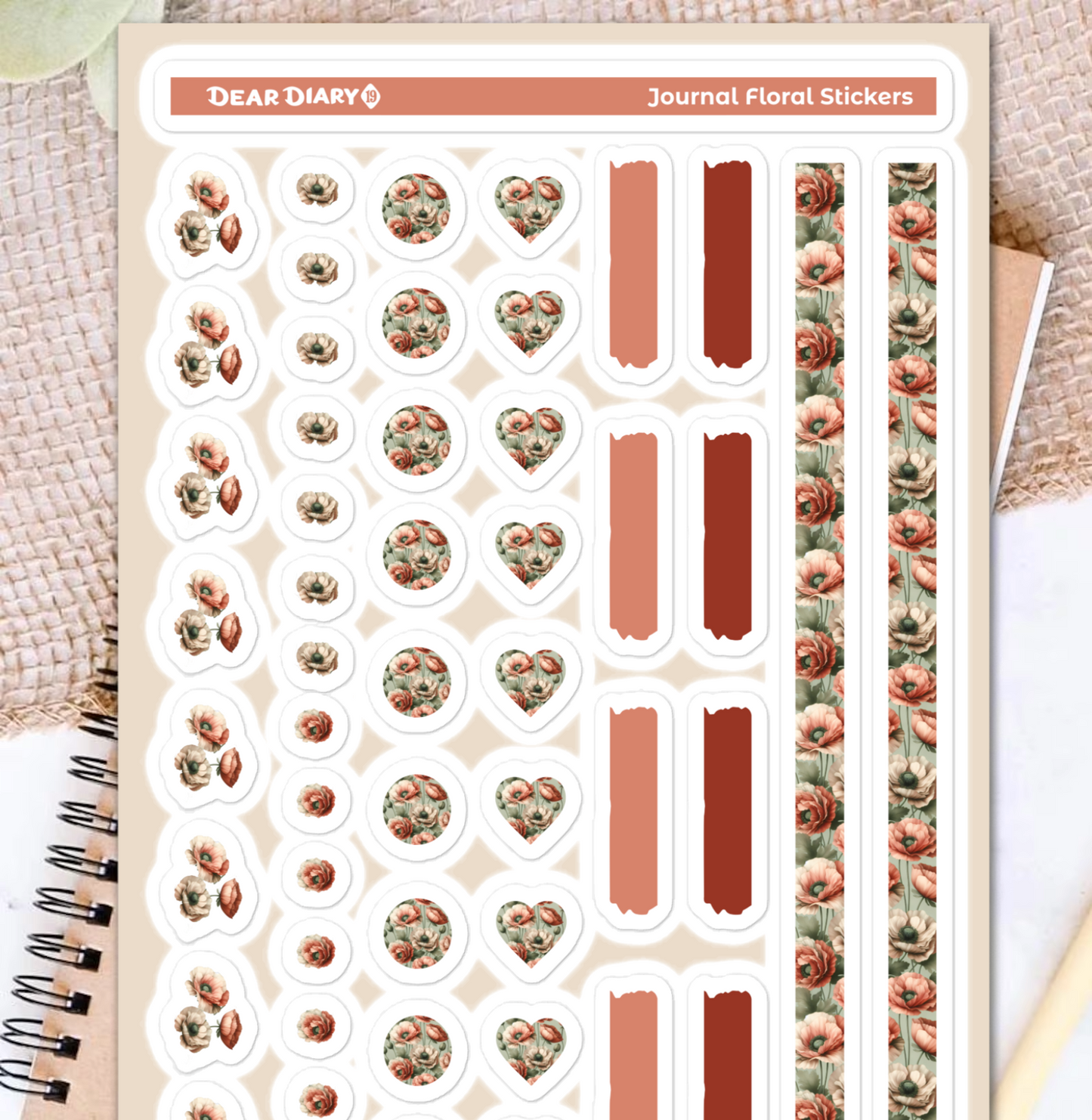 Big floral journal stickers sheet FJSH05
