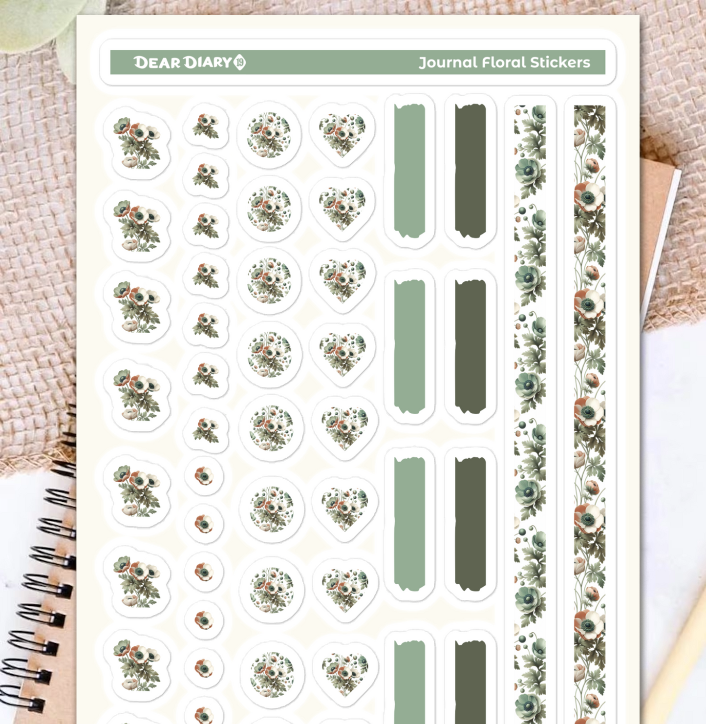 Big floral journal stickers sheet FJSH06