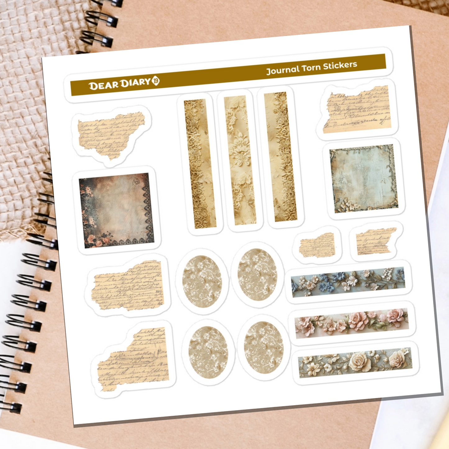 Torn journal stickers sheet TOSM01