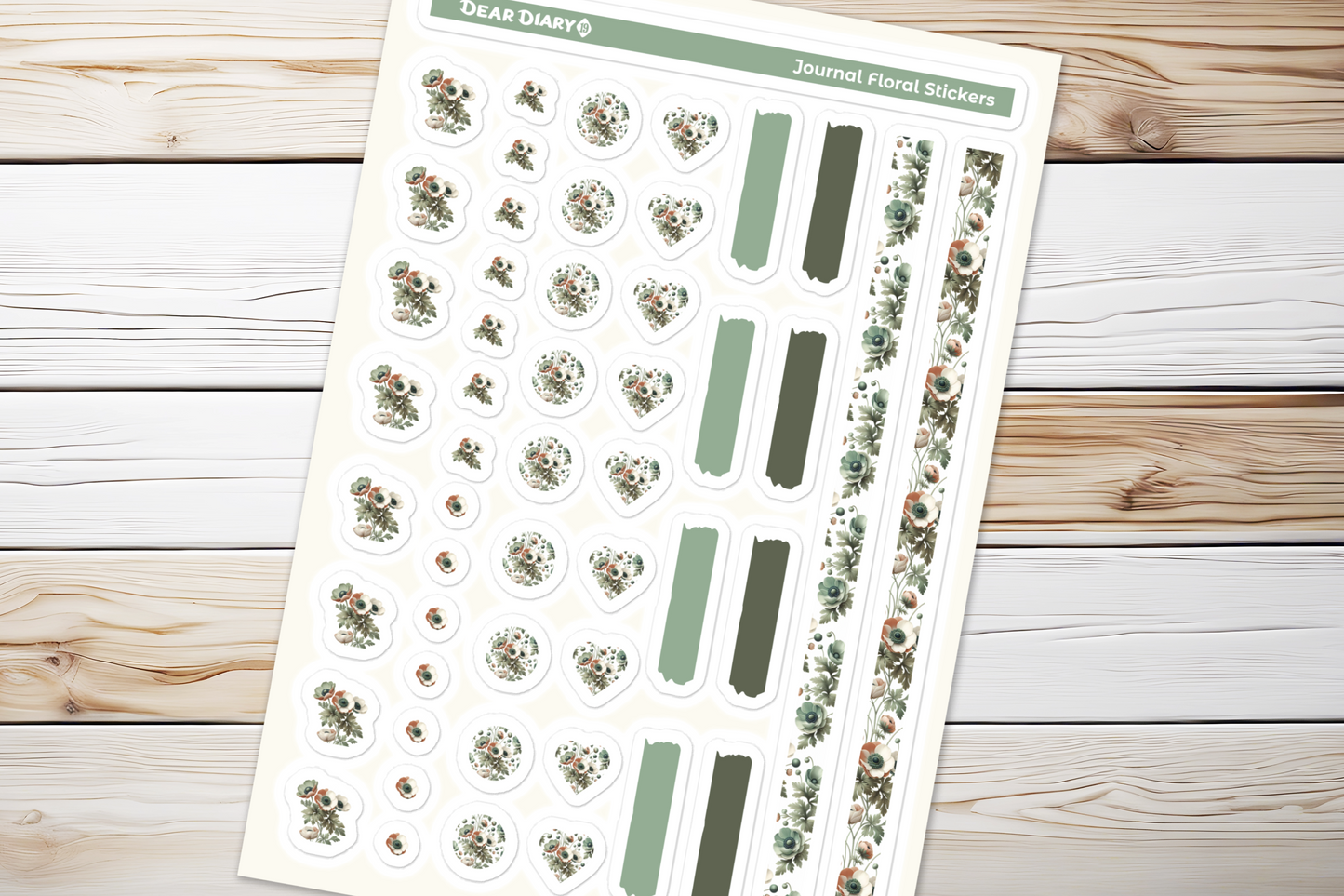 Big floral journal stickers sheet FJSH06