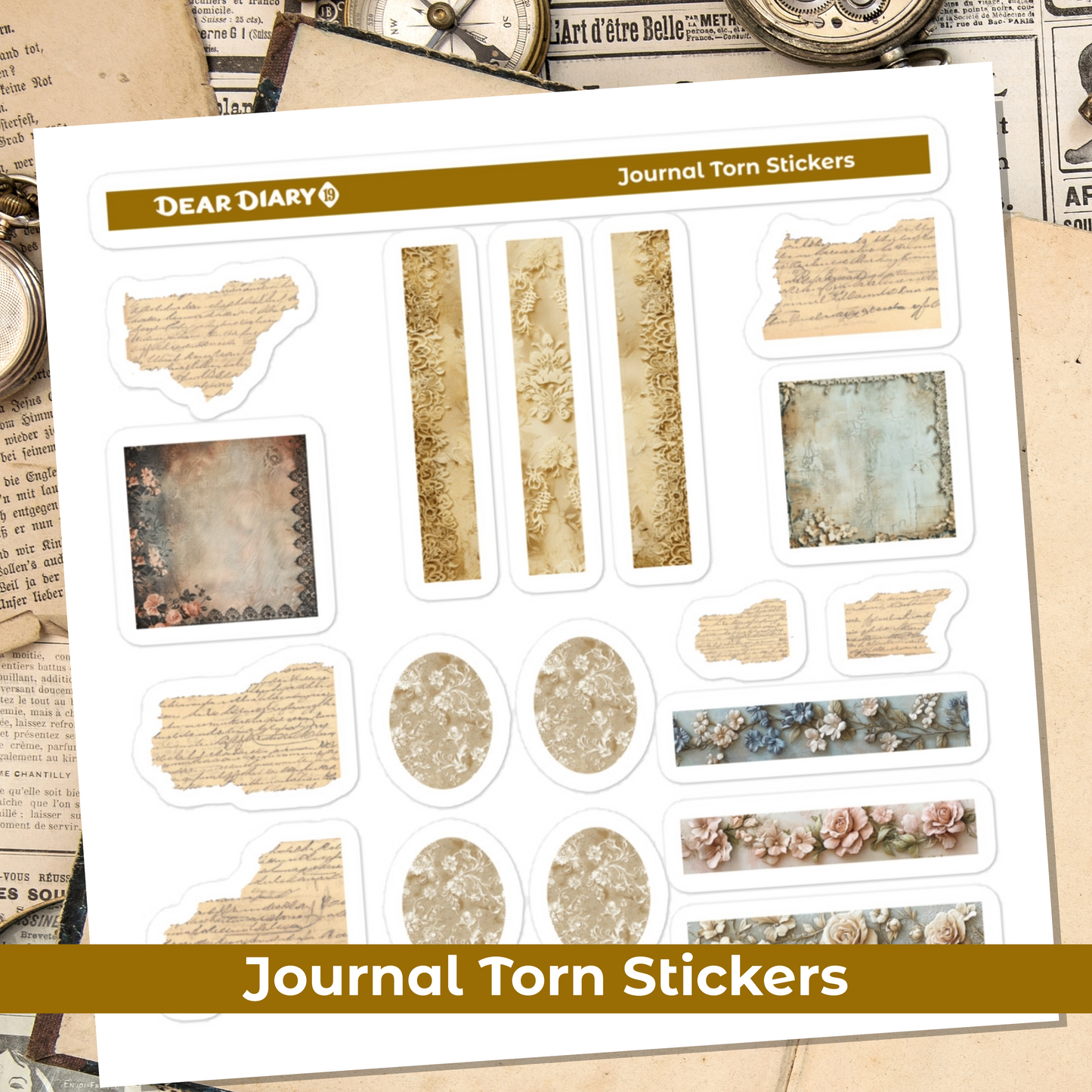 Torn journal stickers sheet TOSM01
