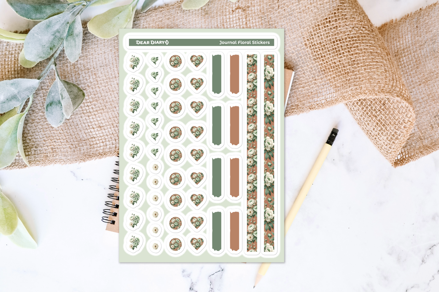 Big floral journal stickers sheet FJSH08