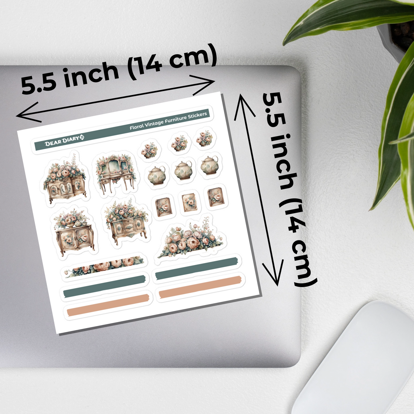 Vintage furniture journal stickers sheet VFSS01