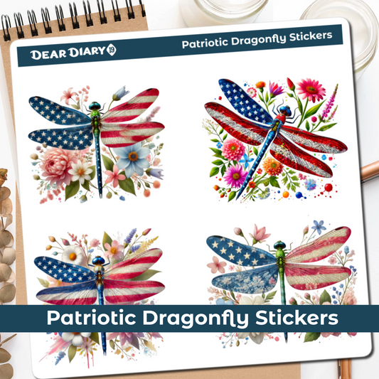 Patriotic Dragonfly stickers sheet PDPS01