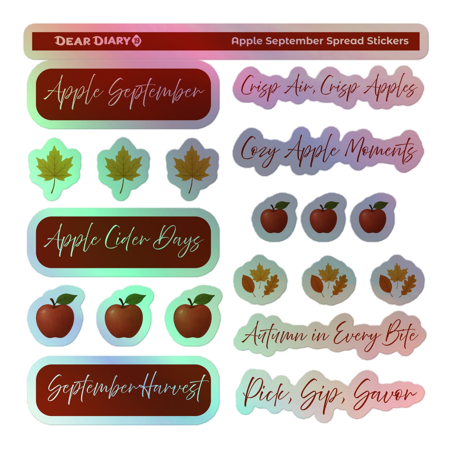 Apple September spread stickers sheets bundle SPB1P03