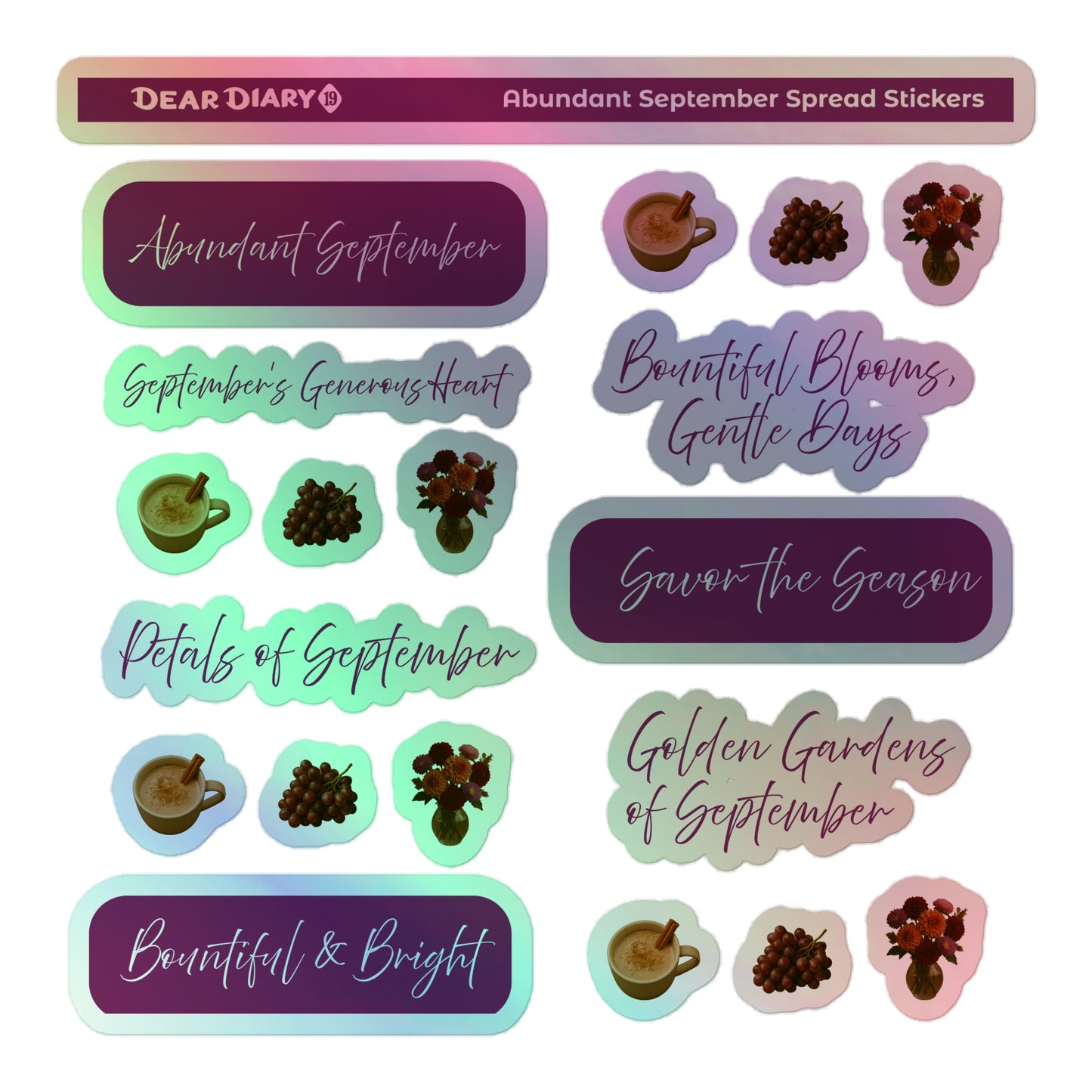 Abundant September spread stickers sheets bundle SPB1P04