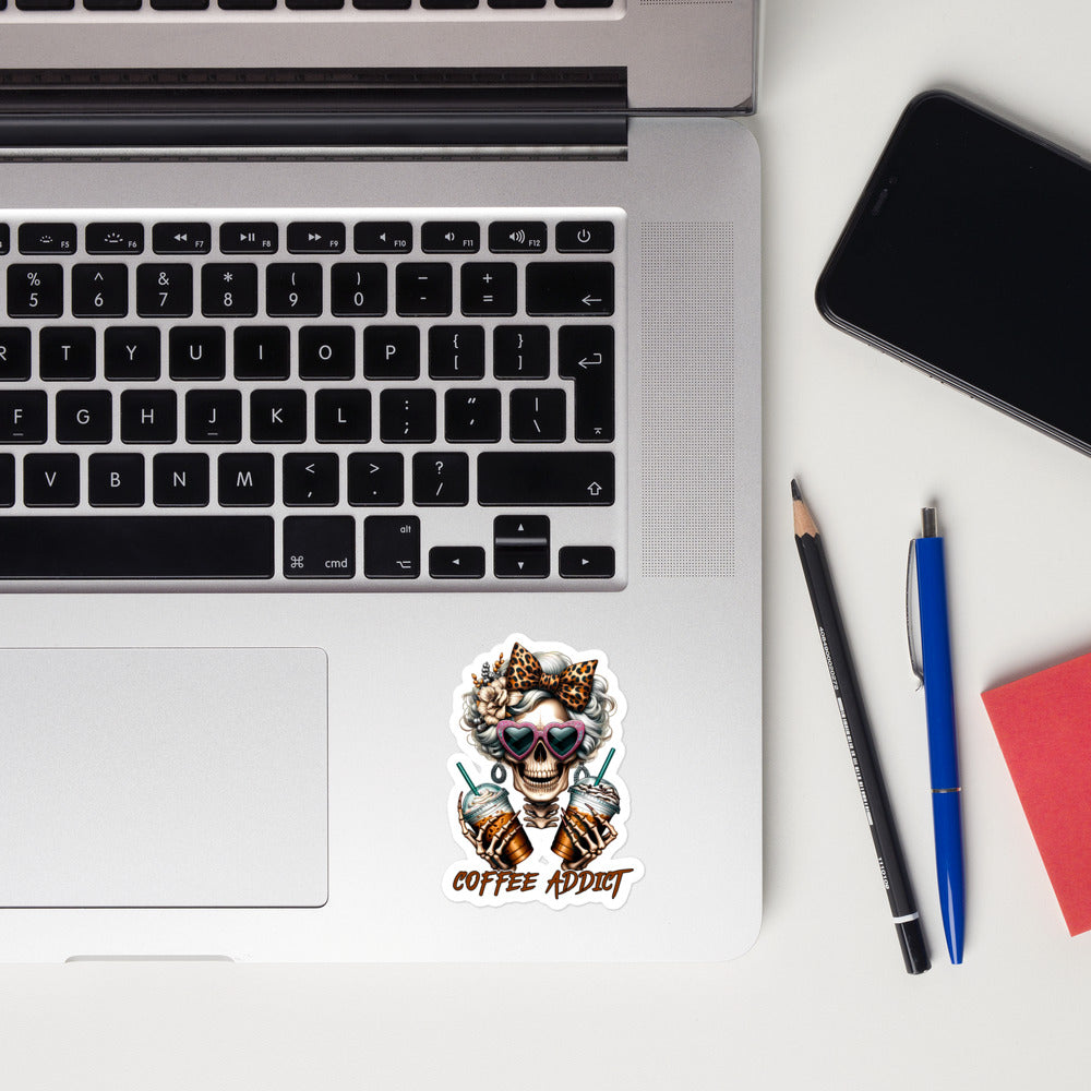 Coffee addict care skull sticker ARSK05