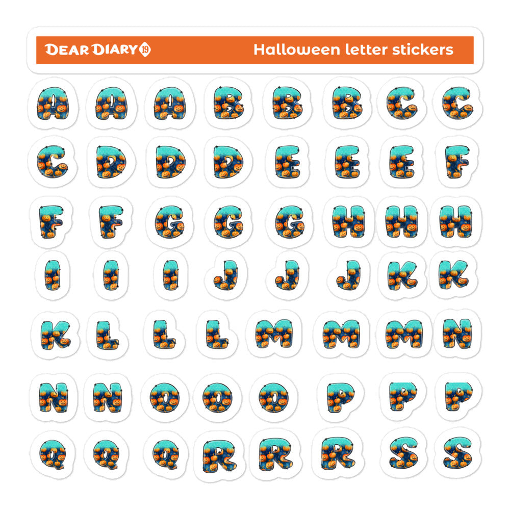 Halloween Alphabet Letter Numbers Stickers sheet pack - HLSH01