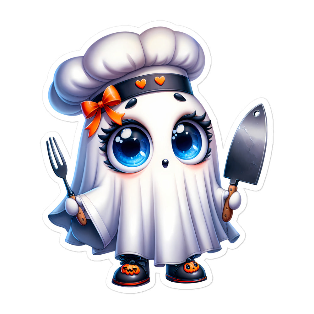 Cute ghost chef Halloween stickers GCFH01