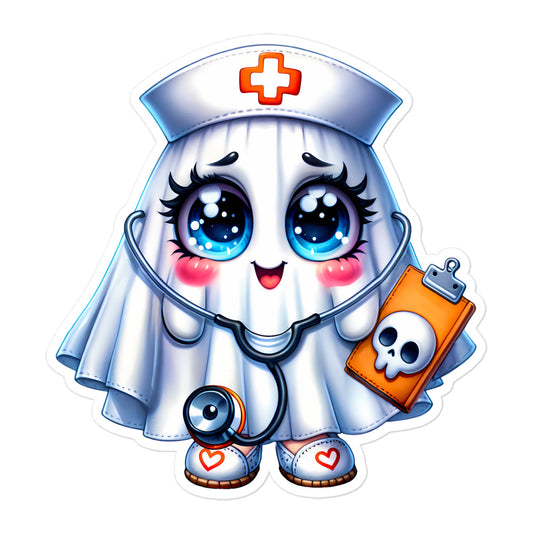 Cute ghost nurse Halloween sticker GHNR03