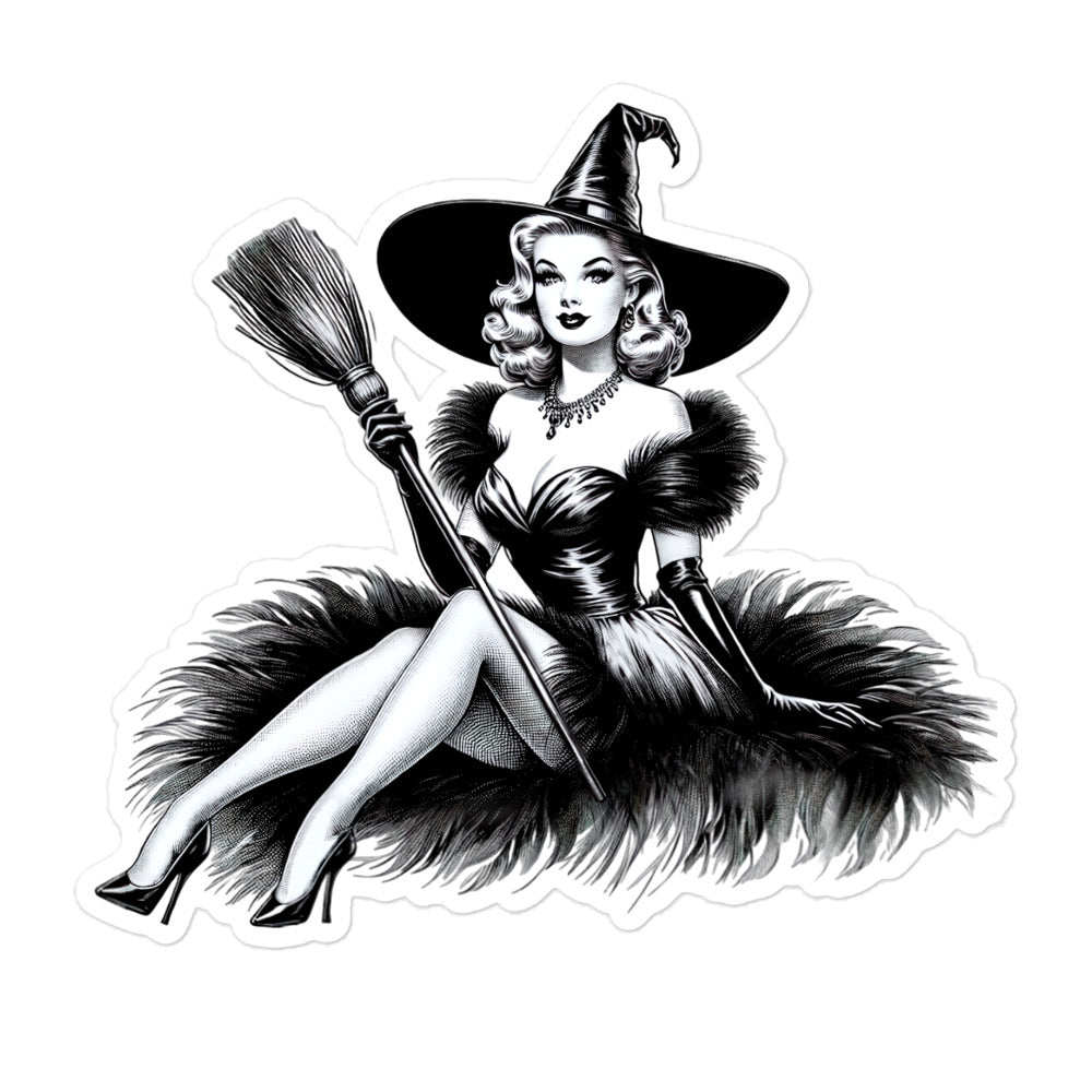 Witch retro Halloween sticker HLWT03