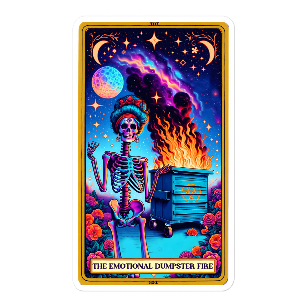 Funny tarot stickers The Emotional Dumpster Fire TF1P35