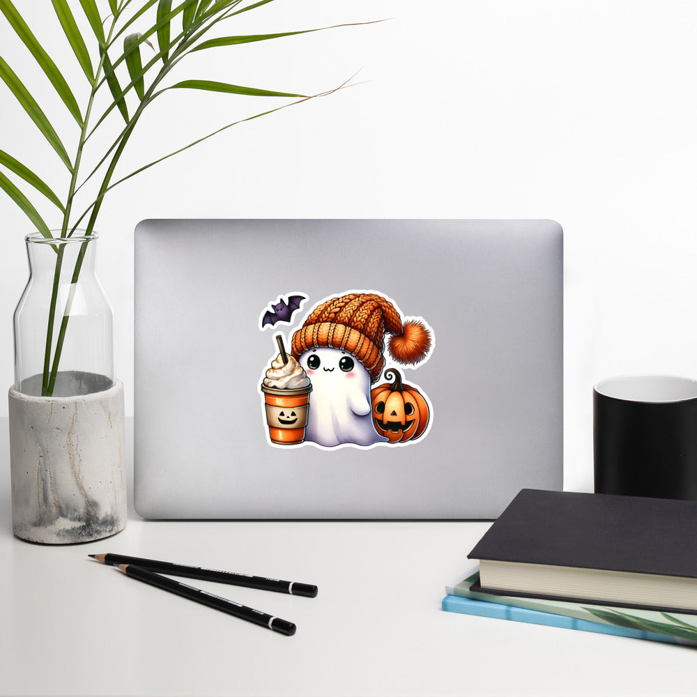 Cute ghost pumpkin sticker CUGP01