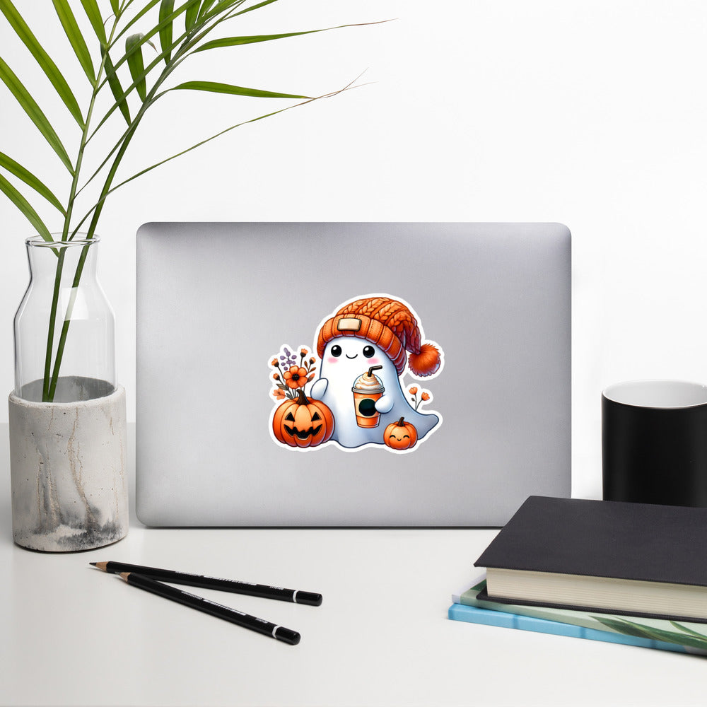 Cute ghost pumpkin sticker CUGP03