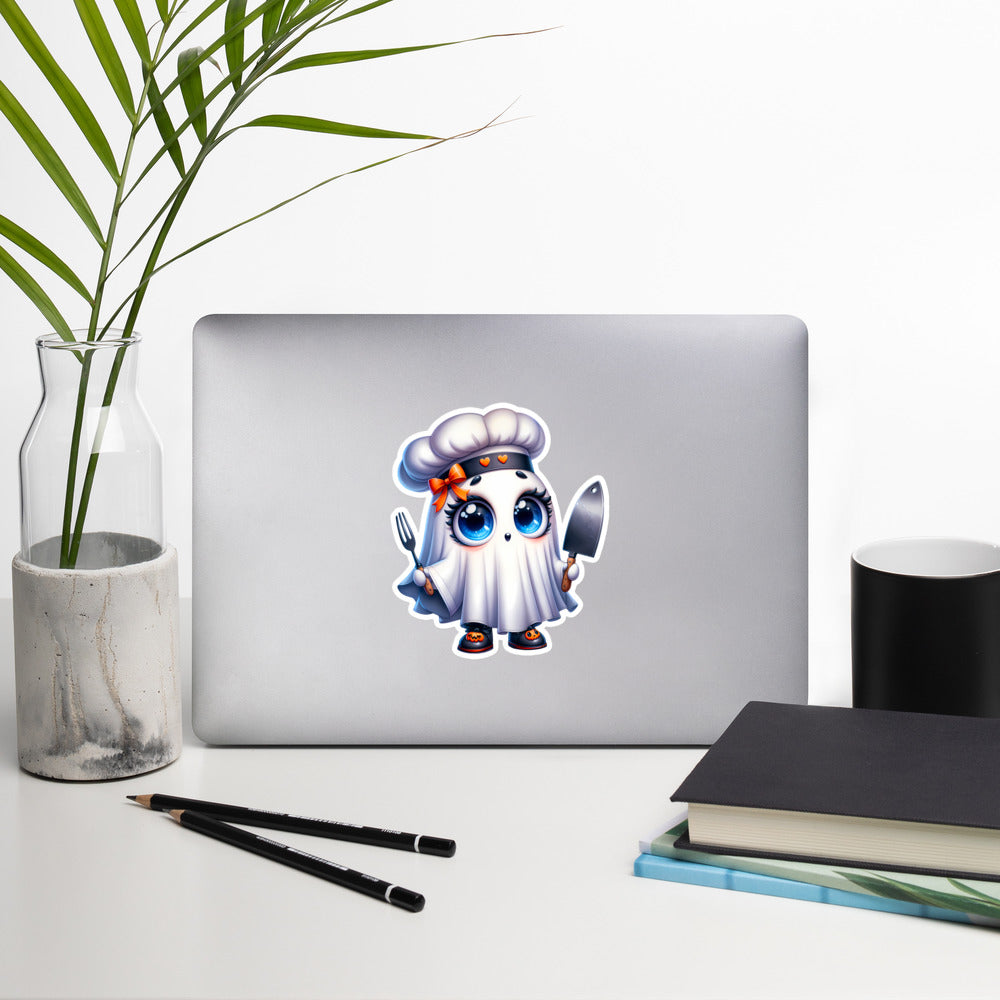 Cute ghost chef Halloween stickers GCFH01