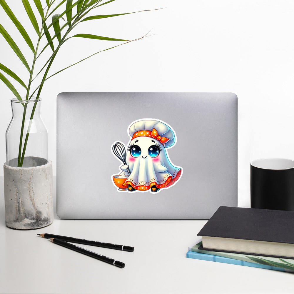 Cute ghost chef Halloween stickers GCFH02