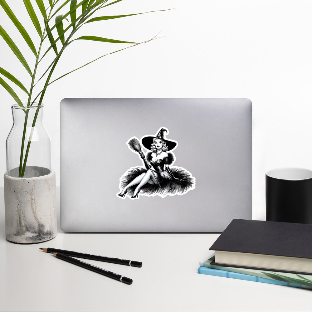 Witch retro Halloween sticker HLWT03