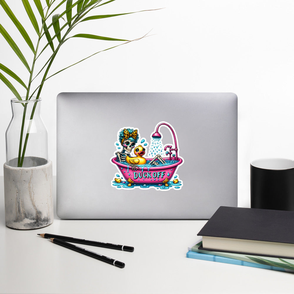 Duck off skull sticker ARSK03
