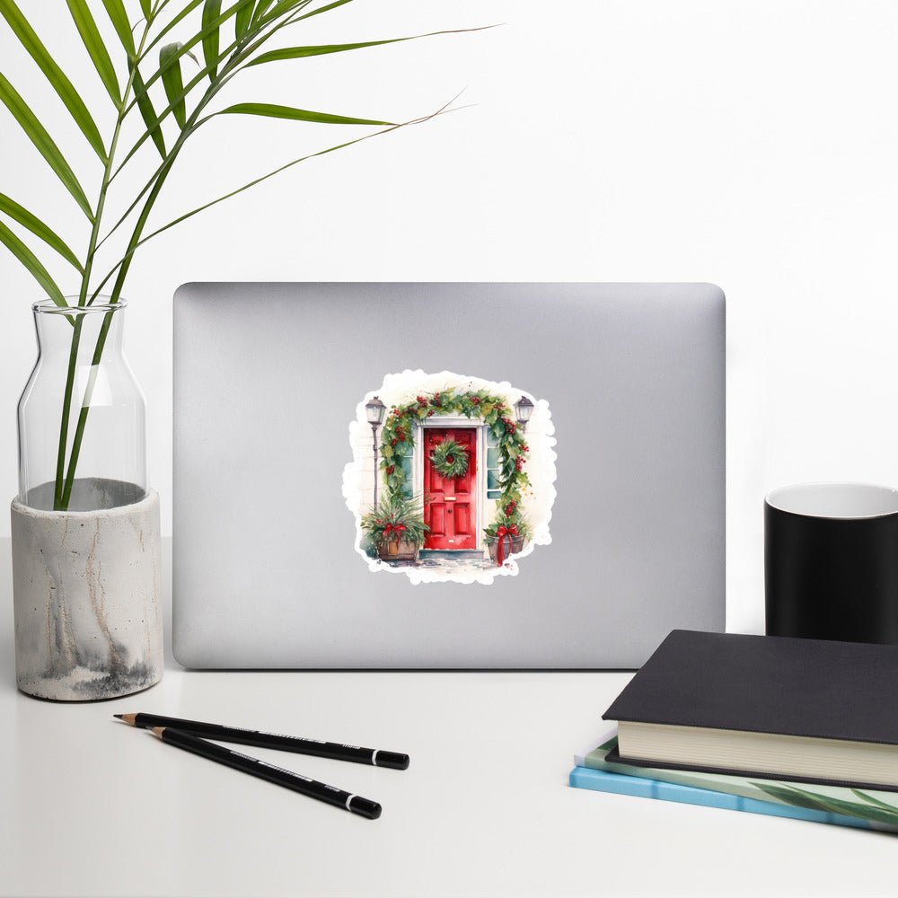 Christmas door porch aesthetic sticker CD1P06