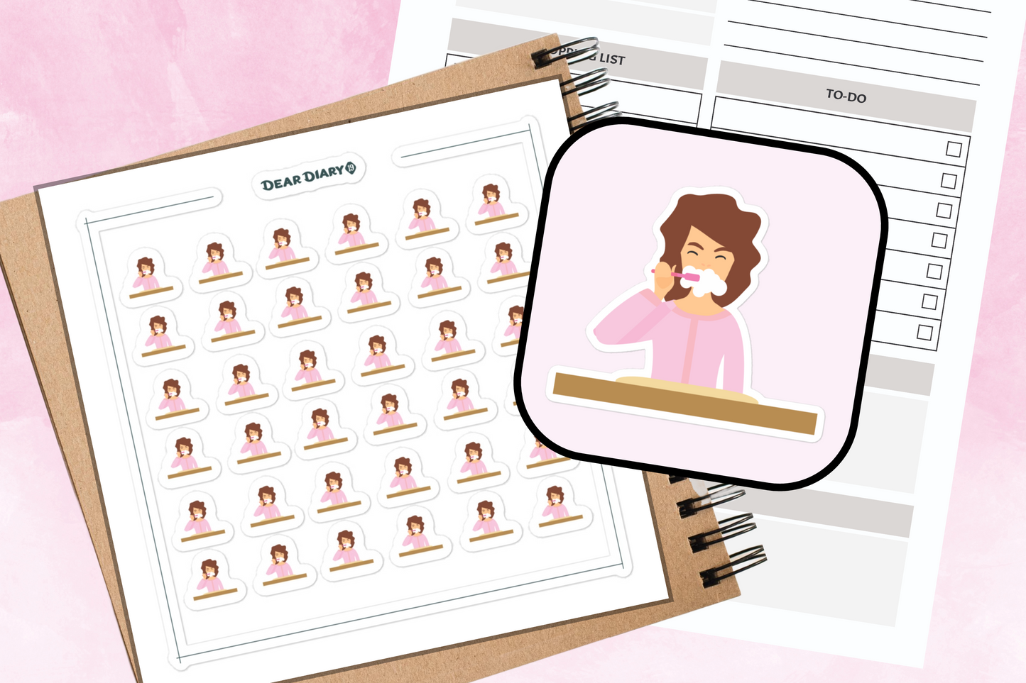 36 Morning Routine Planner stickers sheet Brushing Teeth - MRBT