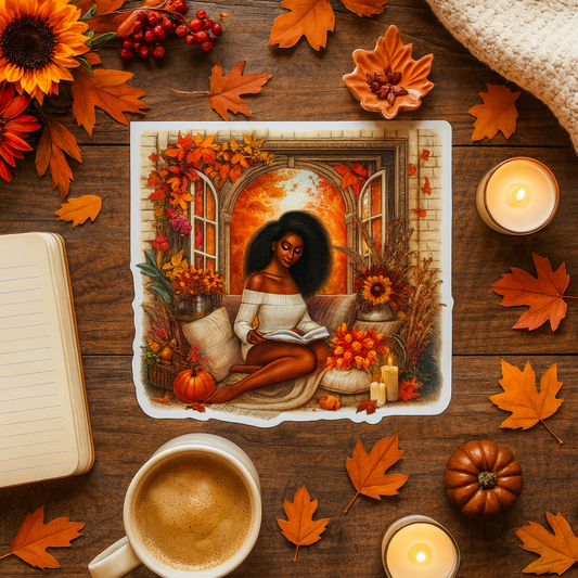 Autumn Reading Girl Planner Journal Sticker