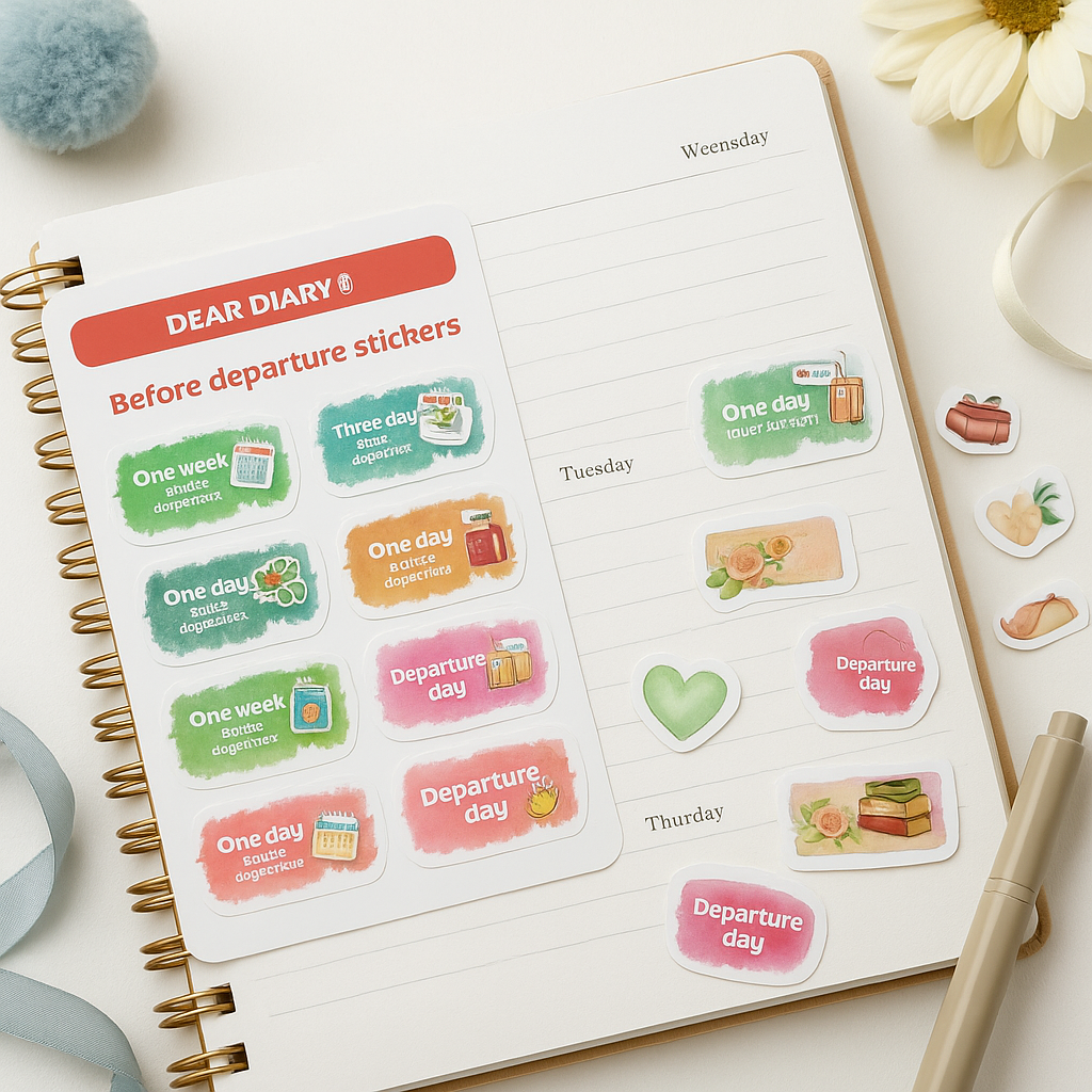 Travel Countdown Stickers – Departure Day Planner Labels