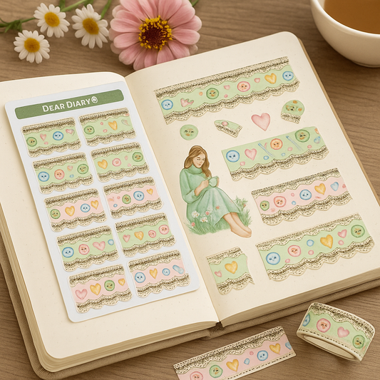 Cute Washi Tape & Lace Stickers for Journal & Planner
