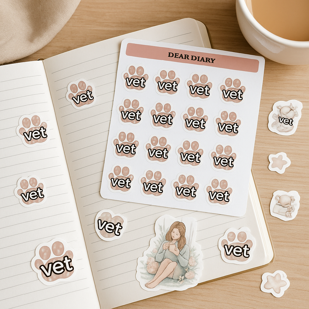Vet Appointment Reminder Stickers for Planner & Pet Journal