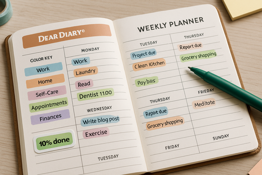 Color Coded Planner Stickers – Weekly Labels for Work, Home, Self-Care & More | Dear Diary Functional Set