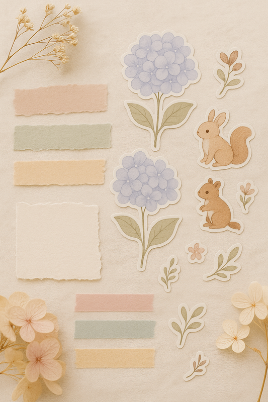 Spring Forest Stickers – Cute Woodland & Hydrangea Journal Set