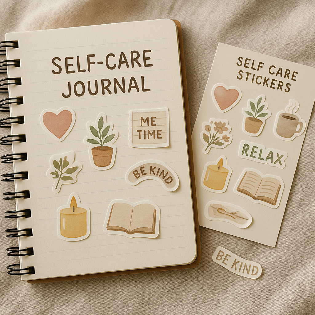Self-Care Planner Stickers – Relax & Wellness Journal Vinyl Sheet