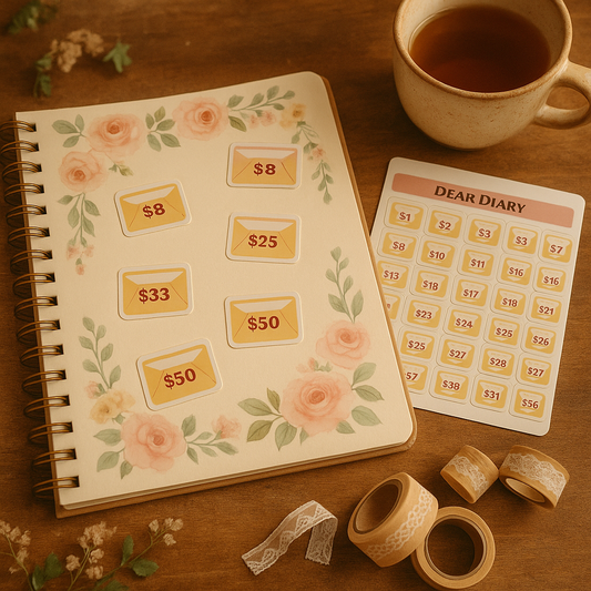 Cash Envelope Budget Stickers – Soft Floral Money Tracker for Saving Challenges & Planner