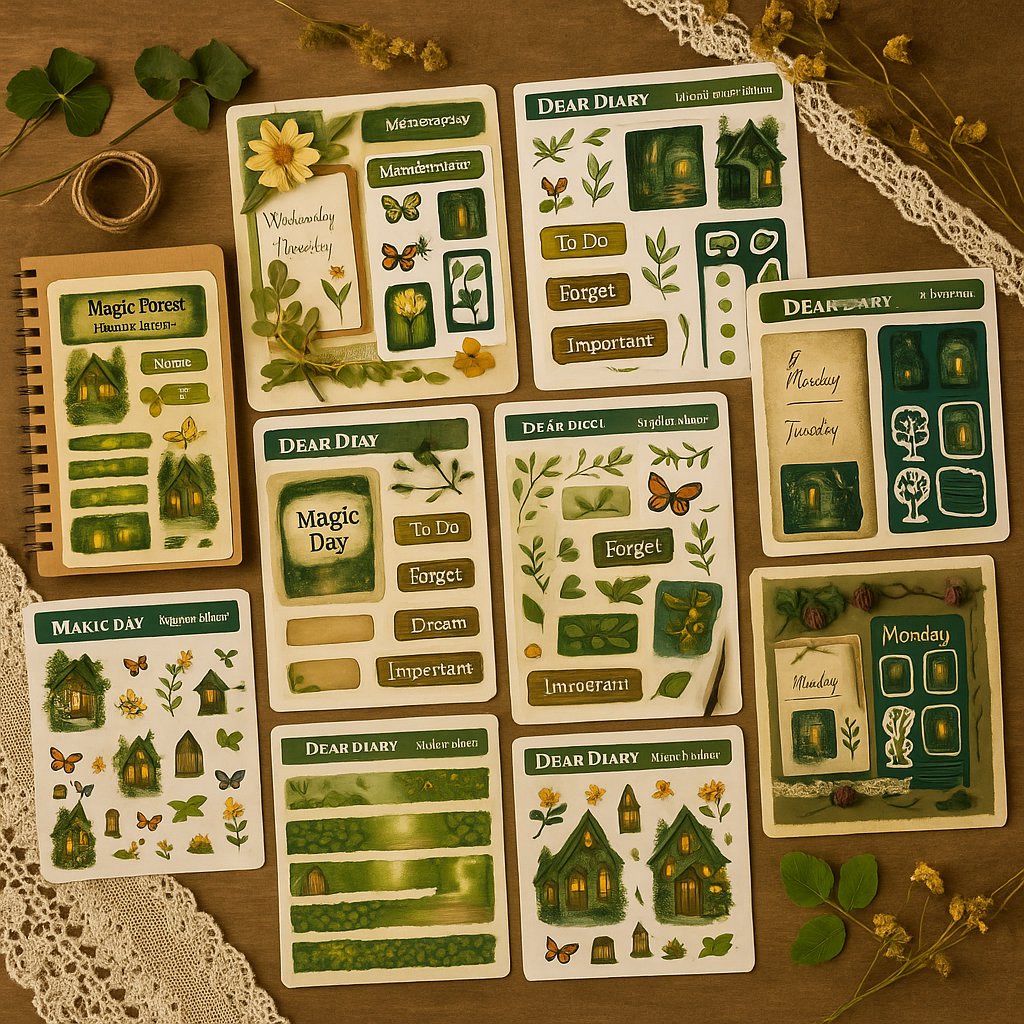 Glowing Lantern Trail Stickers – Cottagecore Aesthetic Planner