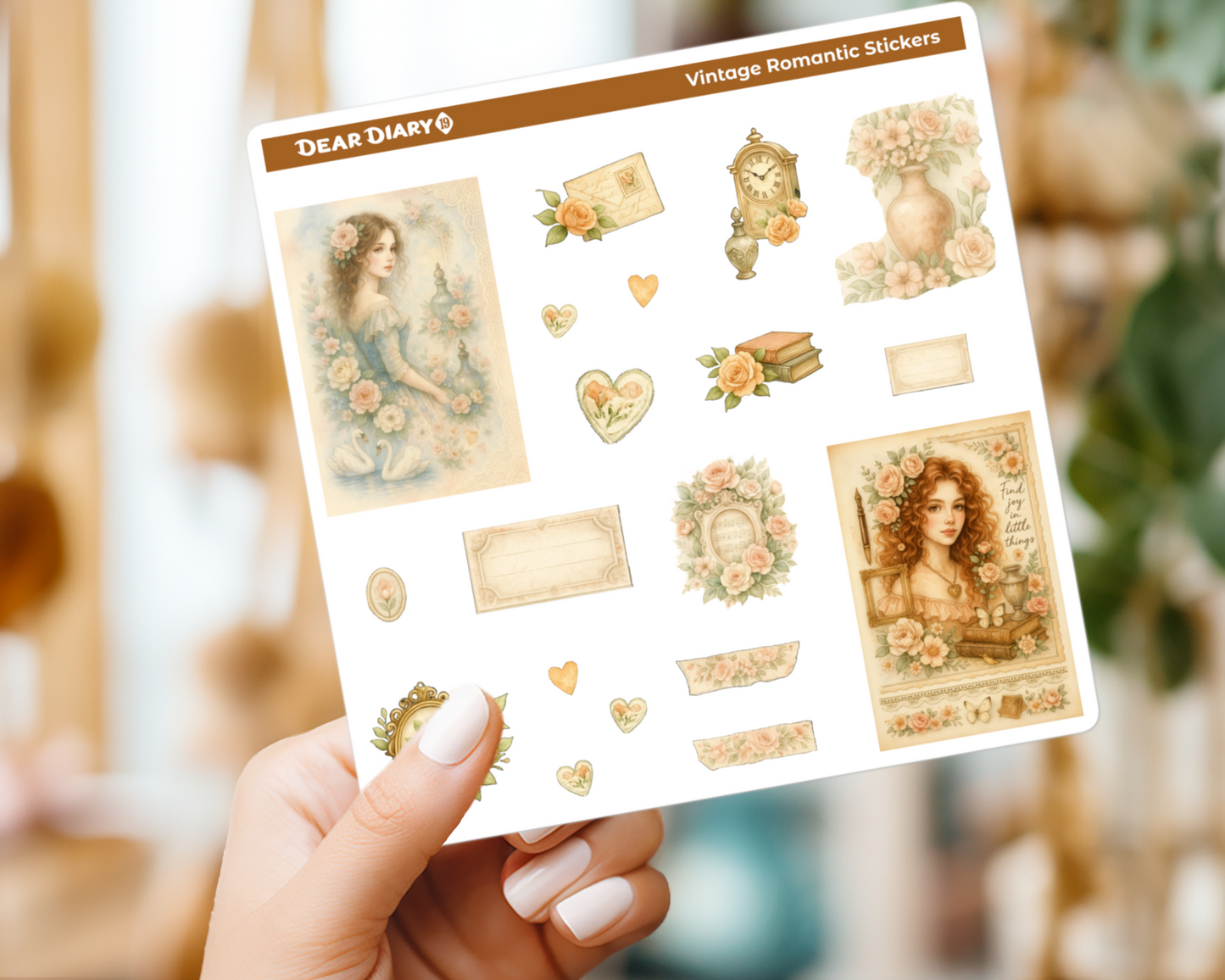 Vintage boudoir journal stickers sheet WBPS01