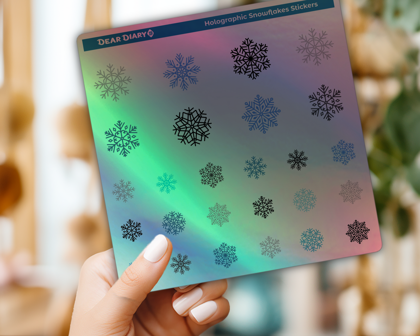 Holographic snowflakes stickers sheet HSSH01