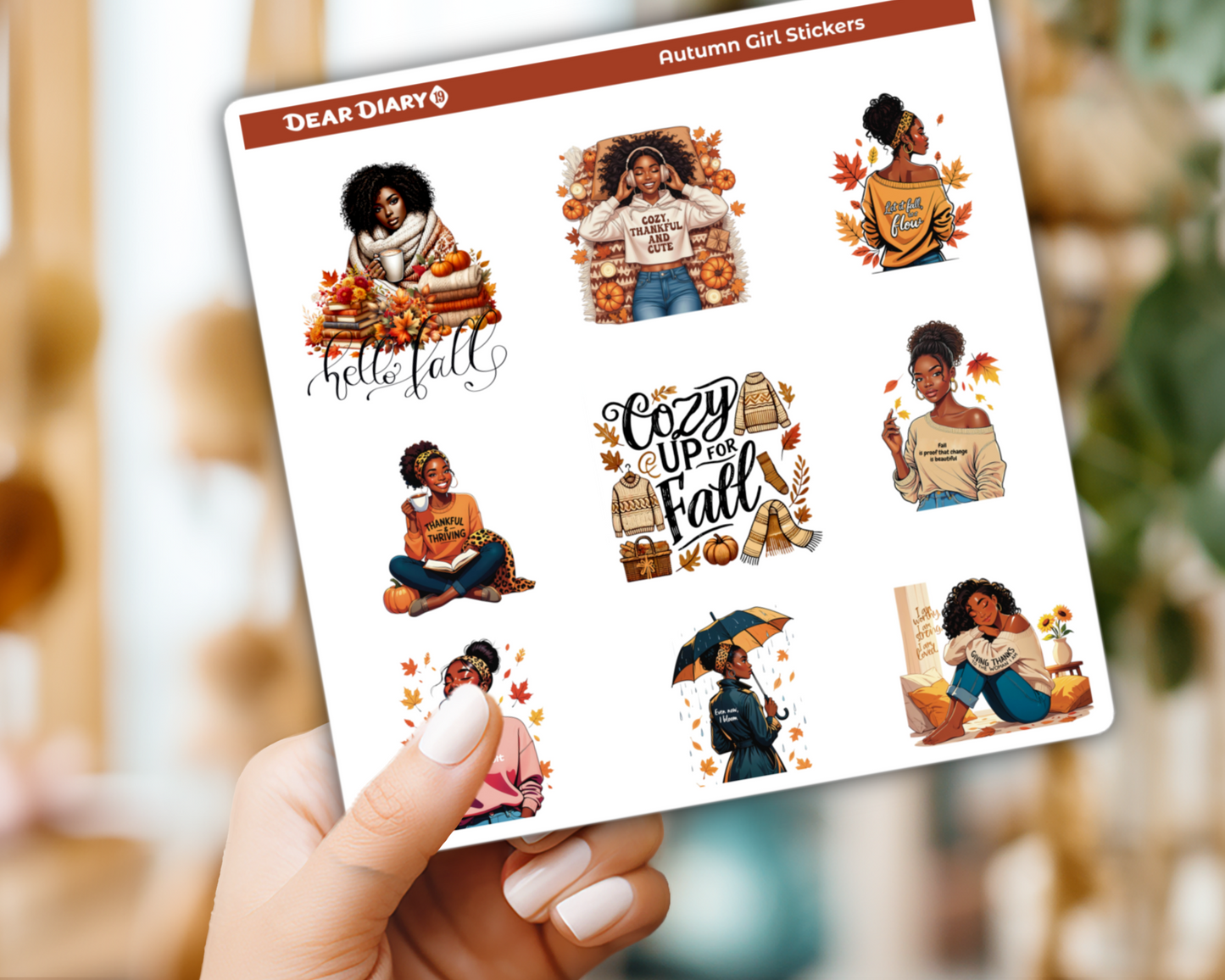 Fall autumn girl spread stickers sheet FASH04