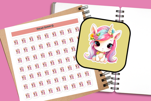 63 unicorn planner stickers sheet 5.5'' x 5.5'' SUNPL01