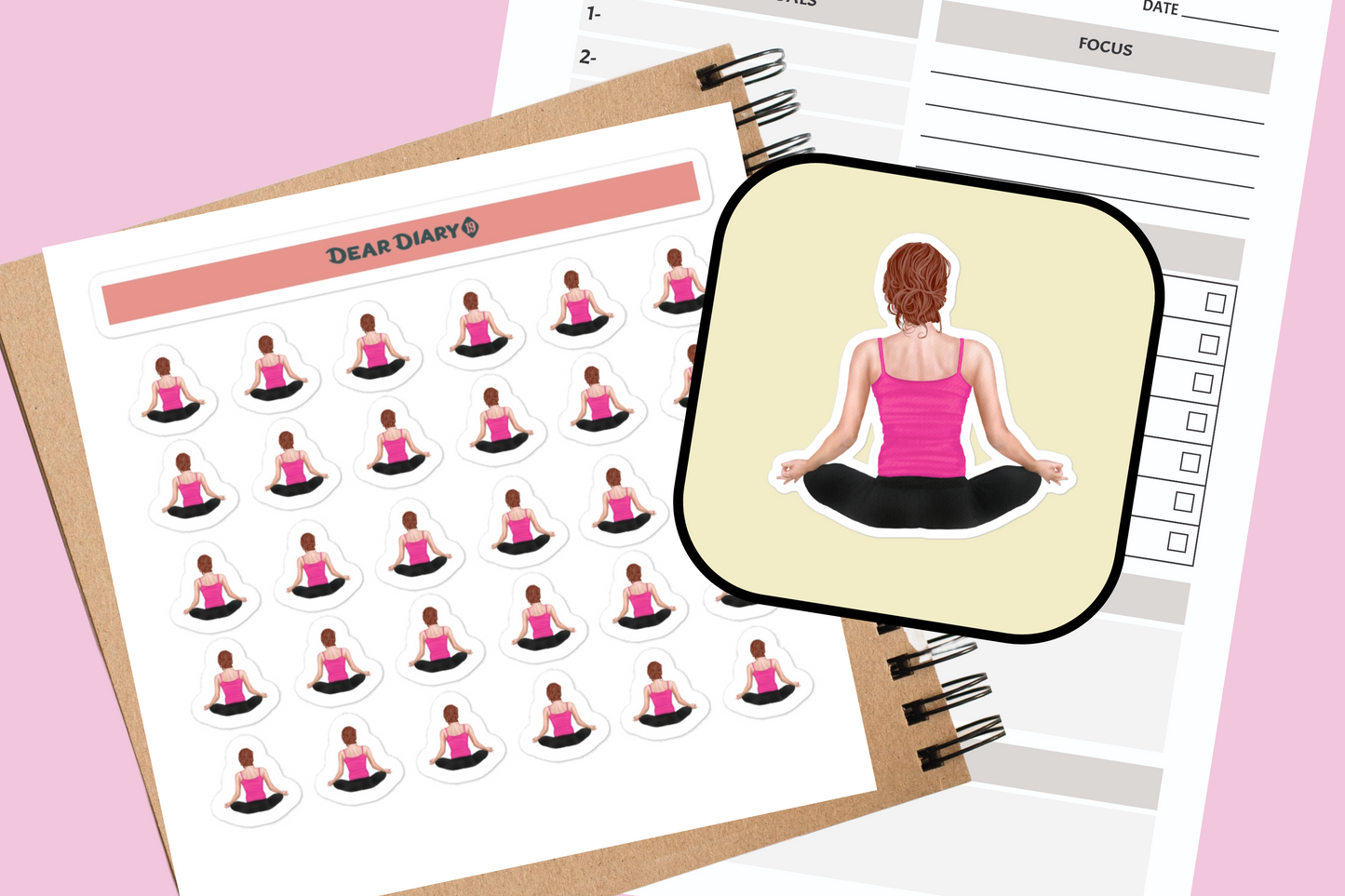 30 Yoga tracker planner stickers sheet 5.5x5.5'' - SYTSH01