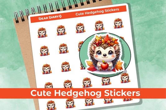 Cute hedgehog planner stickers sheet CUHESH