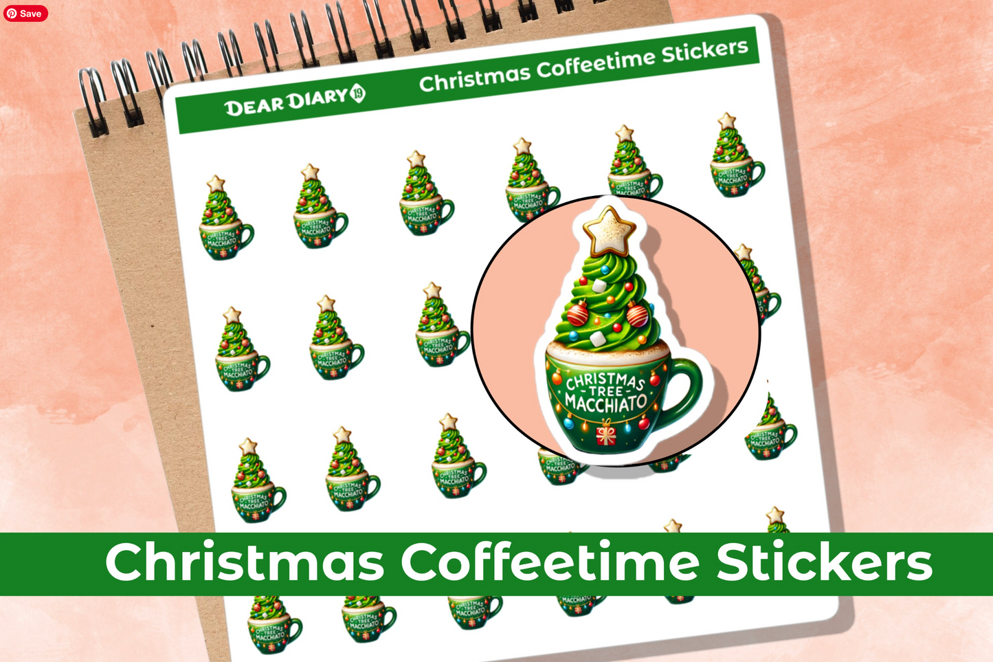 Christmas coffee time planner stickers sheet CHCF01