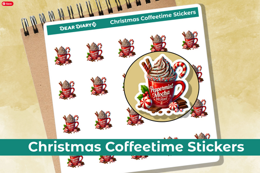 Christmas coffee time planner stickers sheet CHCF04