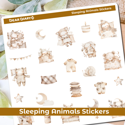 Sleeping woodland animals journal stickers sheet SAPS02