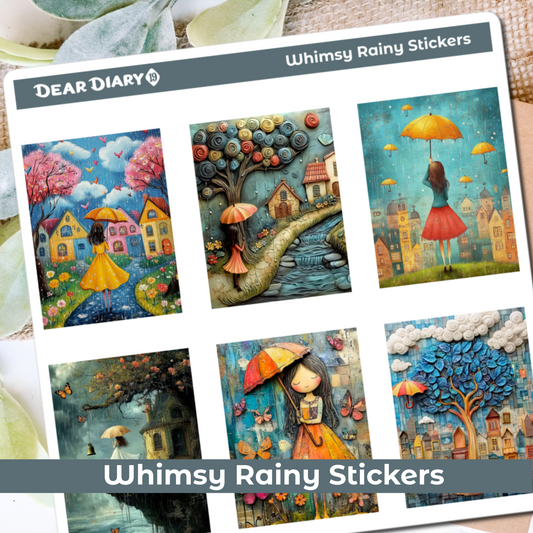 Whimsy Rainy journal stickers sheet WRPS01