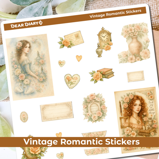 Vintage boudoir journal stickers sheet WBPS01