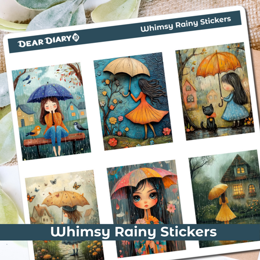 Whimsy Rainy journal stickers sheet WRPS02