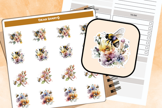 16 Planner stickers Bee Floral - FBSH01