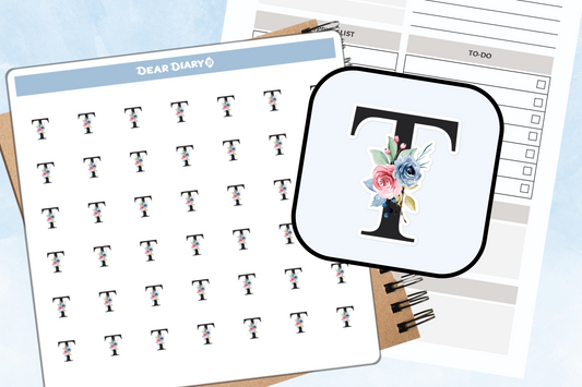 Planner stickers Alphabet T - ATPS01