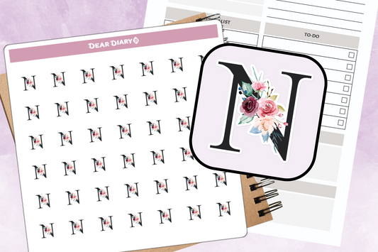 Planner stickers Alphabet N - ANPS01